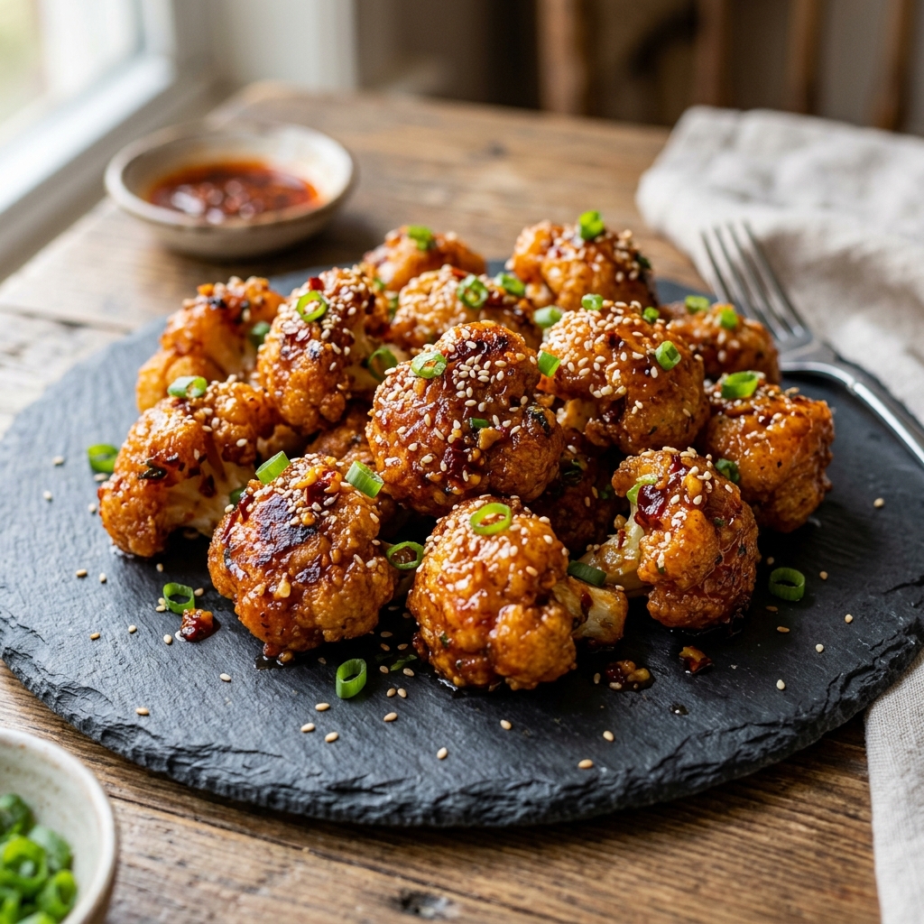 Crispy Chili Garlic Cauliflower Bites