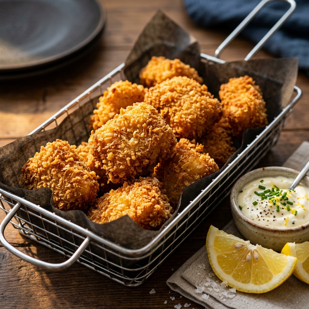 Crispy Fish Bites with Lemon Mayo