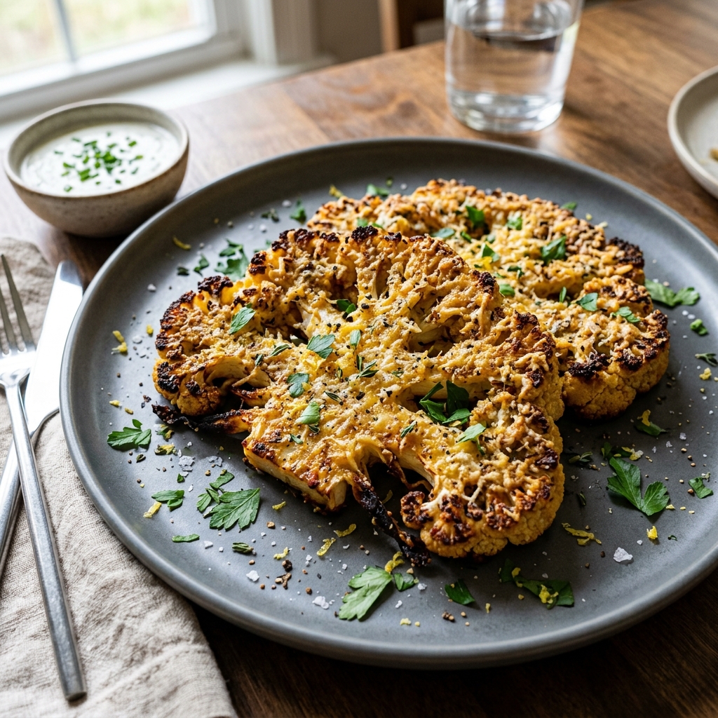 Crispy Parmesan Cauliflower Steaks