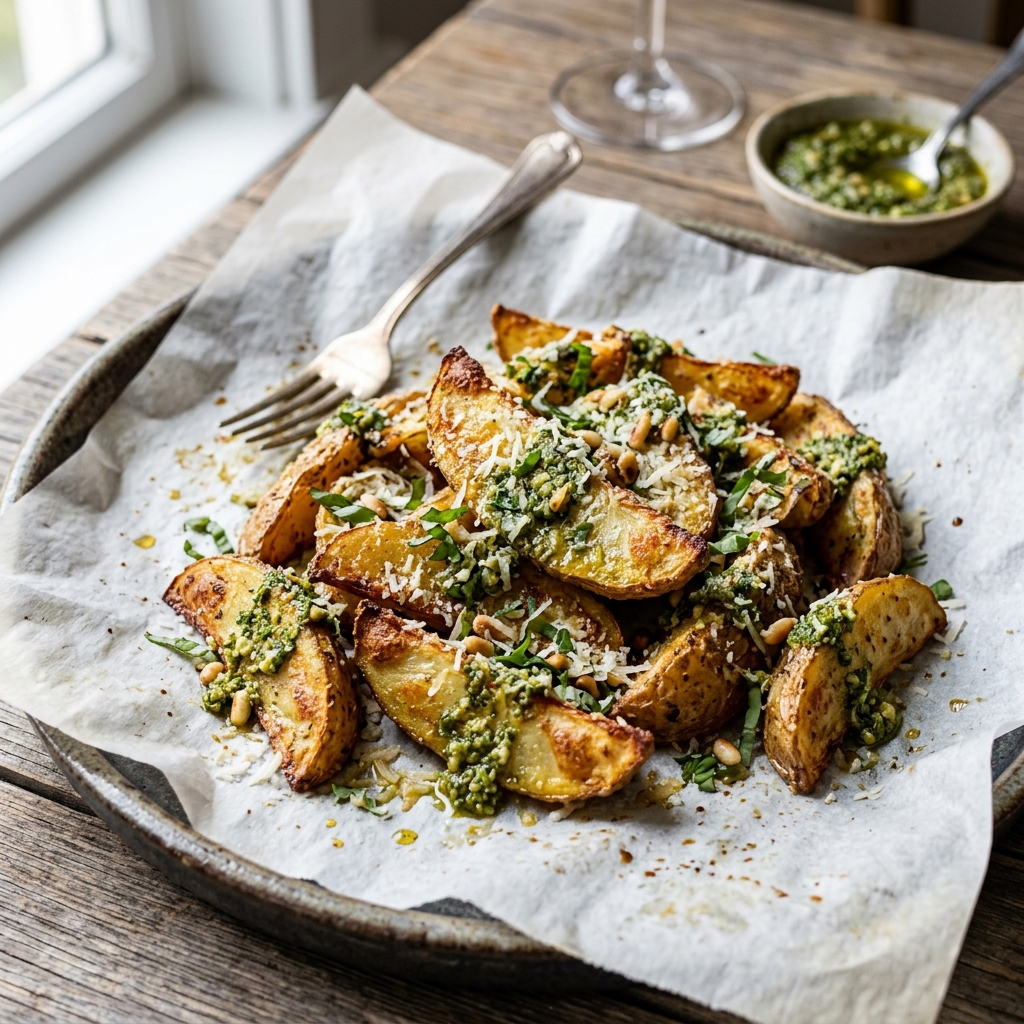Crispy Pesto Potato Wedges
