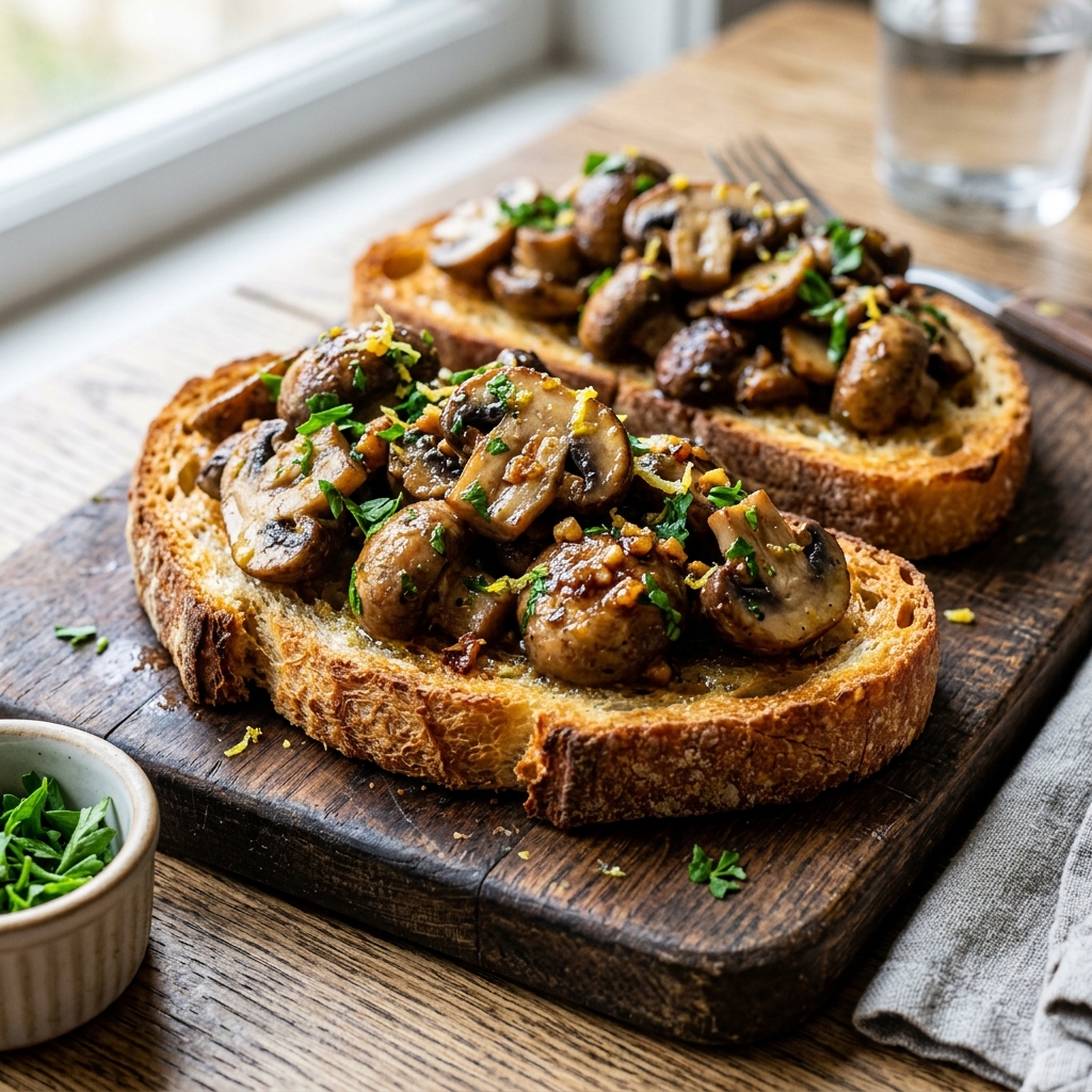 Garlic Butter Mushroom Toasts
