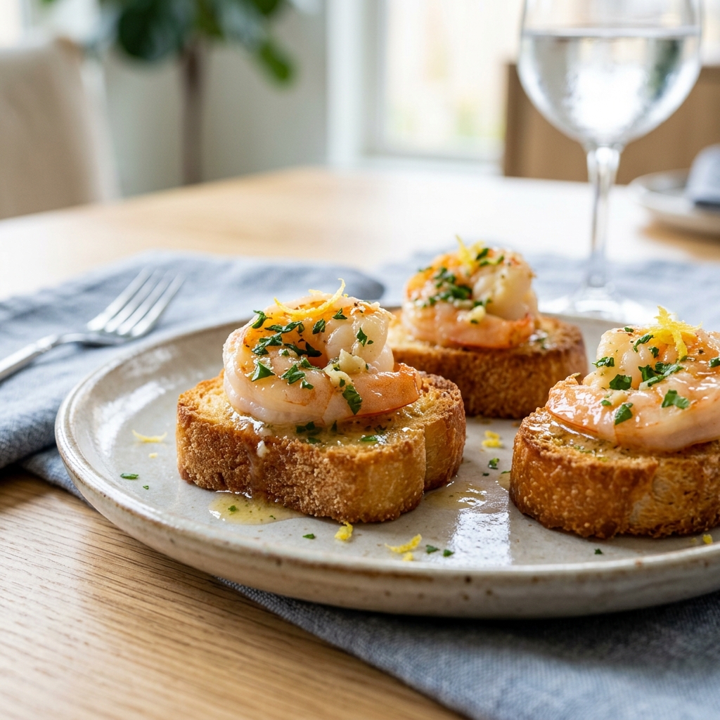 Garlic Butter Shrimp Toast Bites