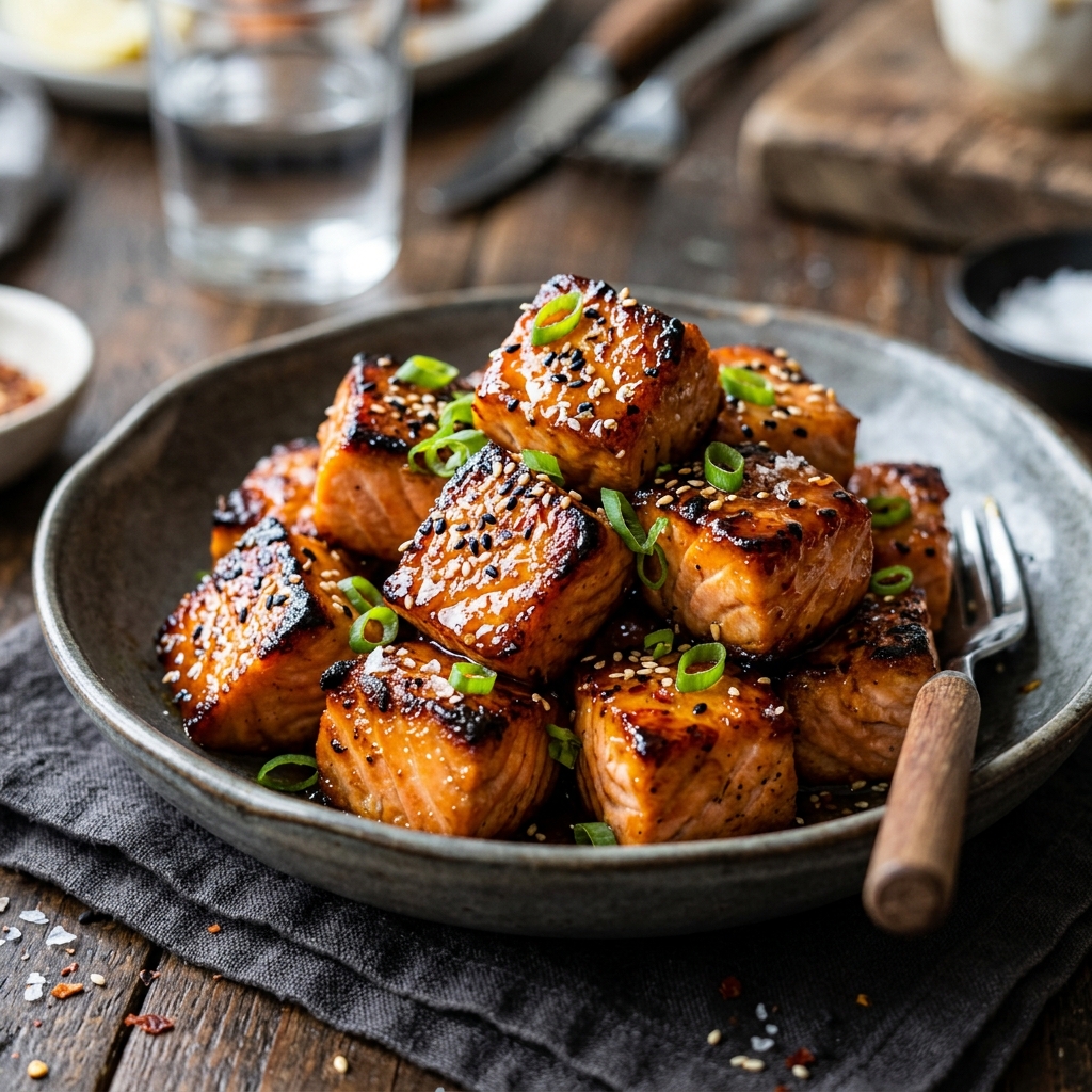 Hot Honey Salmon Bites