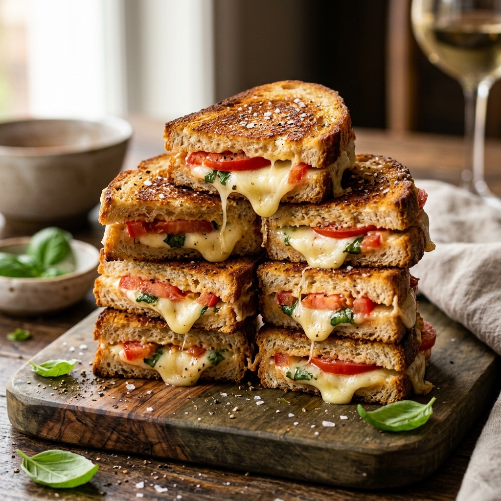 Tomato Basil Grilled Cheese Bites